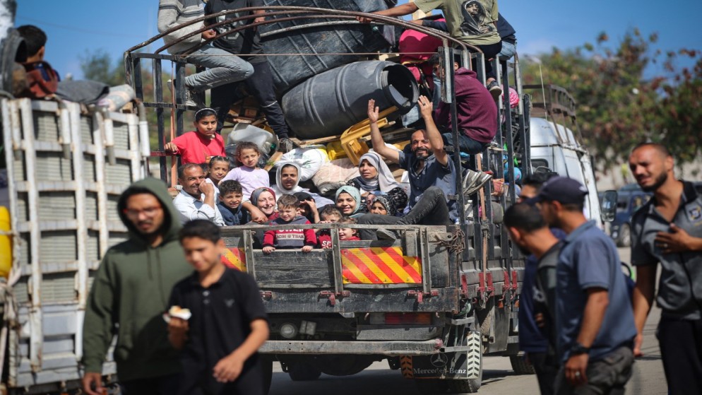 نازحون فلسطينيون من رفح جنوبي قطاع غزة، 7 أيار/ مايو 2024. (أ ف ب)