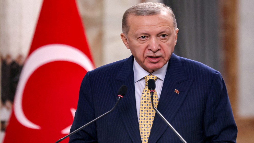 الرئيس التركي رجب طيب أردوغان. 22 أبريل 2024. (رويترز)