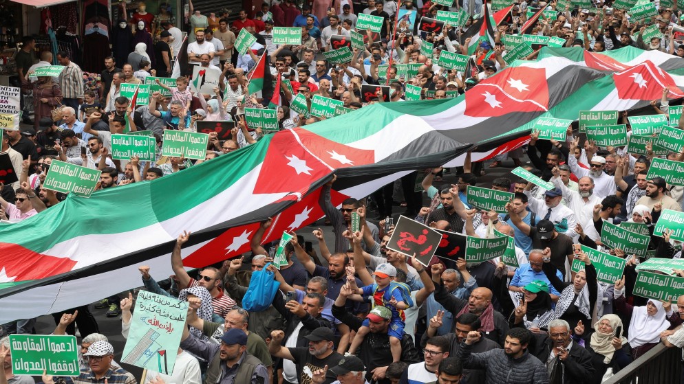 تظاهرة في وسط البلد في عمّان دعما لغزة، 10 أيار/مايو 2024. (رويترز)