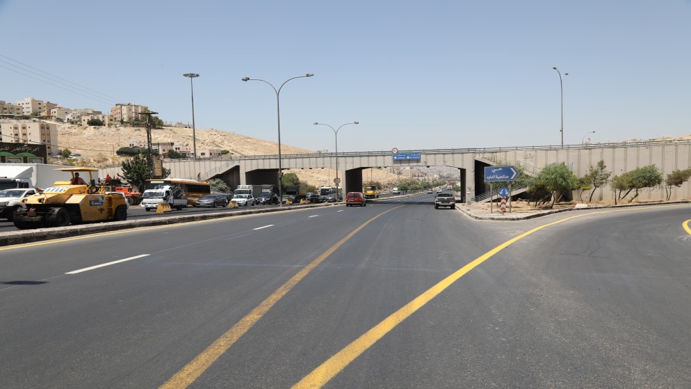 جانب من مشروع إعادة تأهيل طريق الحزام الدائري في عمان.29/7/2024.(وزارة الأشغال)