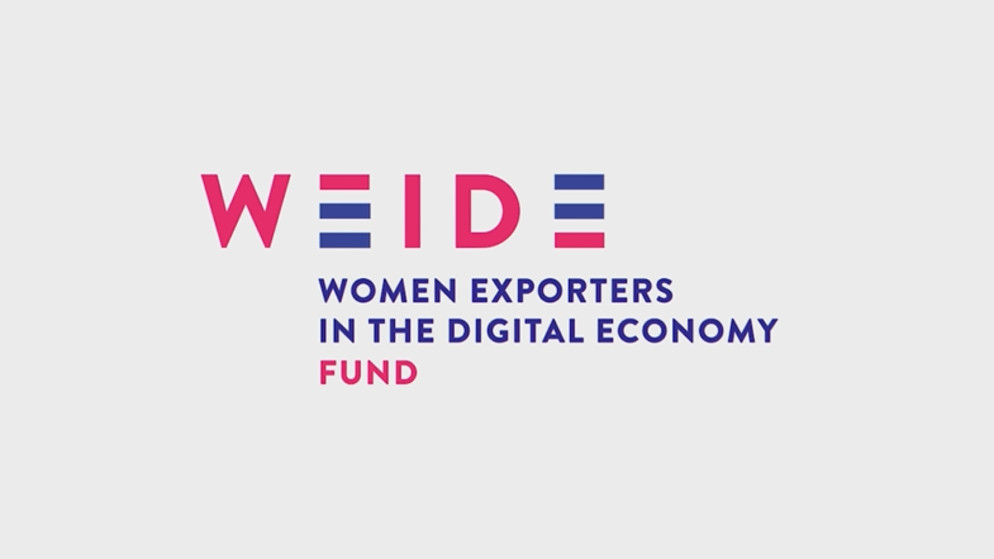 شعار صندوق (WEIDE)، التابع لمنظمة التجارة العالمية والمركز الدولي للتجارة لدعم النساء في الاقتصاد الرقمي.