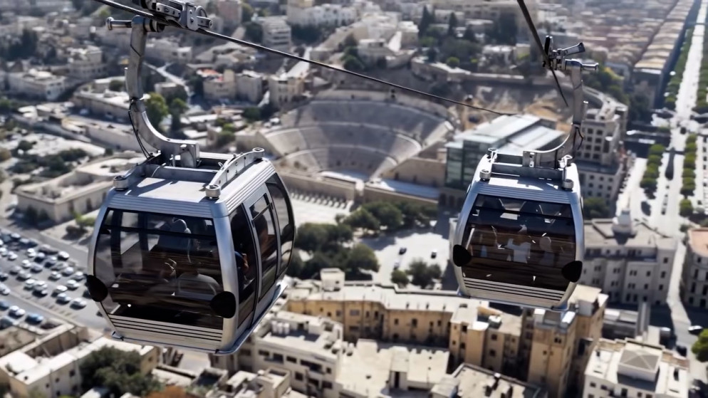 لقطة شاشة من فيديو توضيحي نشرته رئاسة الوزراء عن تلفريك جبل القلعة.