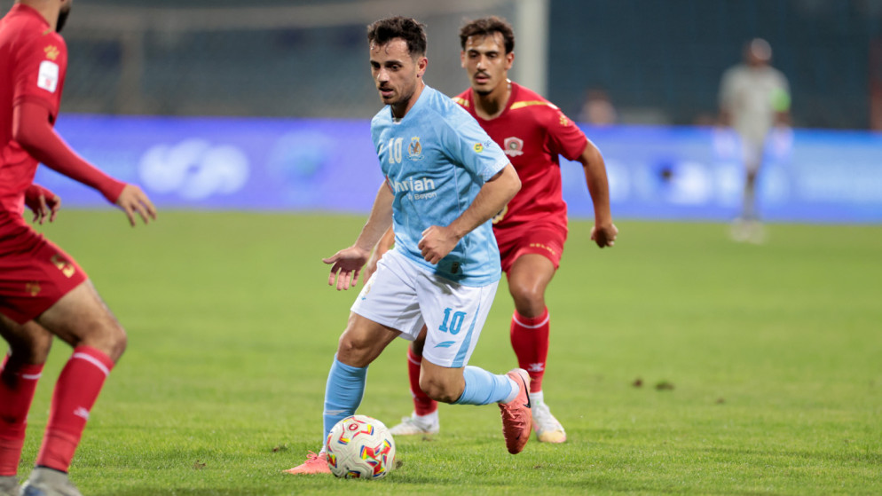 جانب من مباراة الفيصلي مع الجزيرة ضمن منافسات الأسبوع العاشر من الدوري الأردني للمحترفين. (اتحاد كرة القدم)