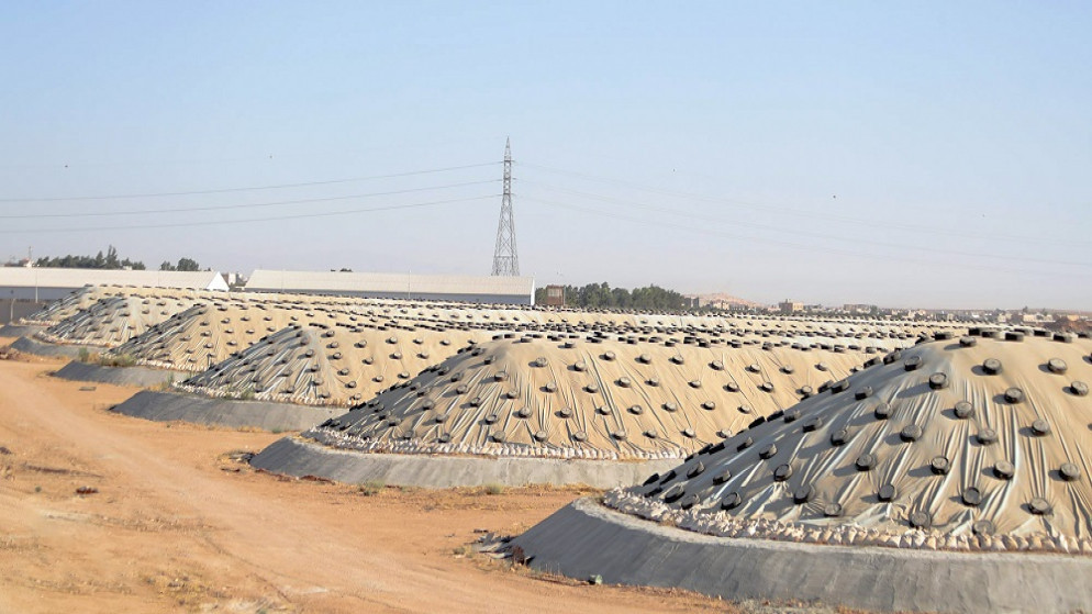 صورة توضيحية لصوامع قمح أفقية في منطقة الغباوي. (الديوان الملكي)