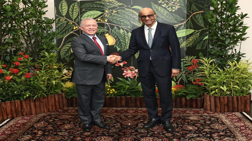 جلالة الملك عبدالله الثاني يلتقي الرئيس السنغافوري ثارمان شانموغاراتنام. سنغافورة. 14 تشرين الثاني 2025.