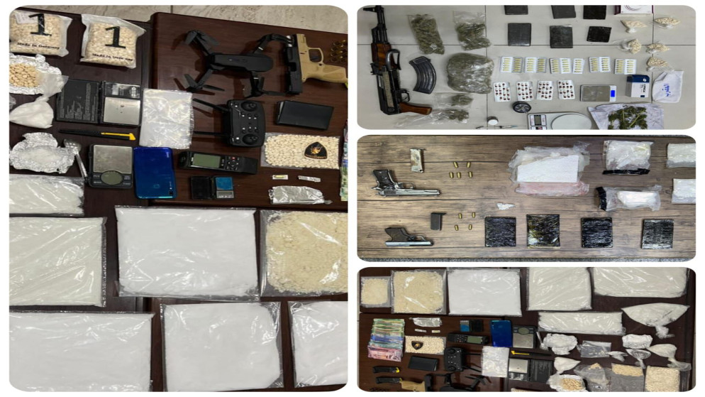 كميات كبيرة من المواد المخدرة التي ضبطتها الأجهزة الأمنية خلال 7 عمليات نوعية في مختلف المحافظات.