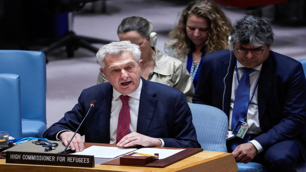 المفوض السامي للأمم المتحدة لشؤون اللاجئين فيليبو غراندي،. 28 نيسان 2025. (رويترز)