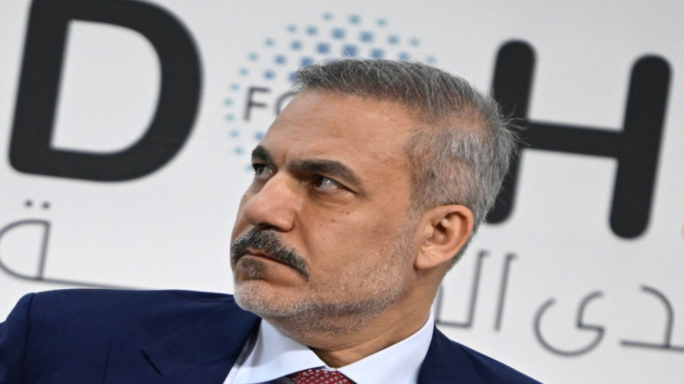 وزير الخارجية التركي هاكان فيدان في منتدى الدوحة. قطر. 6 كانون الأول 2025. (أ ف ب)