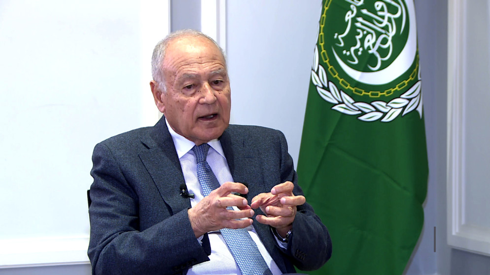 الأمين العام لجامعة الدول العربية أحمد أبو الغيط خلال حديثه في مقابلة خاصة مع "المملكة". (المملكة)