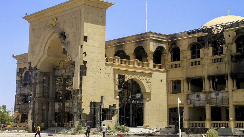 القصر الجمهوري المتضرر في العاصمة السودانية الخرطوم، 28 نيسان 2025. (أ ف ب)