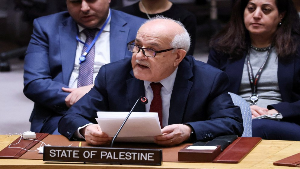 المندوب الدائم لفلسطين لدى الأمم المتحدة، رياض منصور. (وفا)