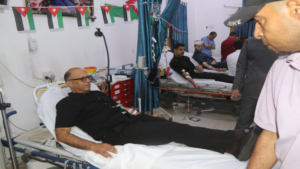 المستشفى الميداني الأردني 82 ينفذ حملة تبرع بالدم في غزة.