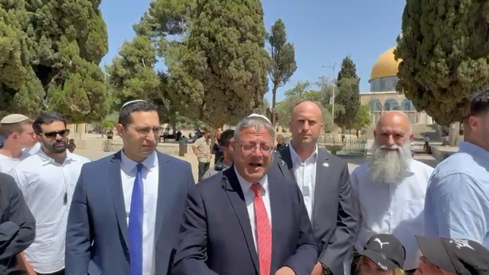 وزير الأمن القومي الإسرائيلي المتطرف إيتمار بن غفير يقتحم المسجد الأقصى. (المملكة)