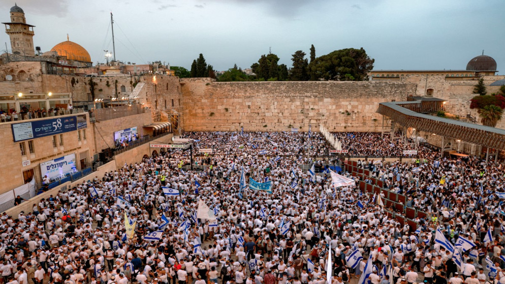 مستوطنون في القدس، 26 أيار 2025. (أ ف ب)