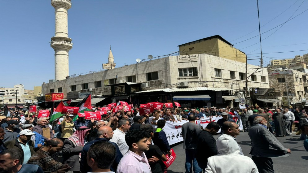 صورة أرشيفية.. مسيرات تضامنية في وسط البلد في العاصمة عمّان 5/4/2024. (المملكة)