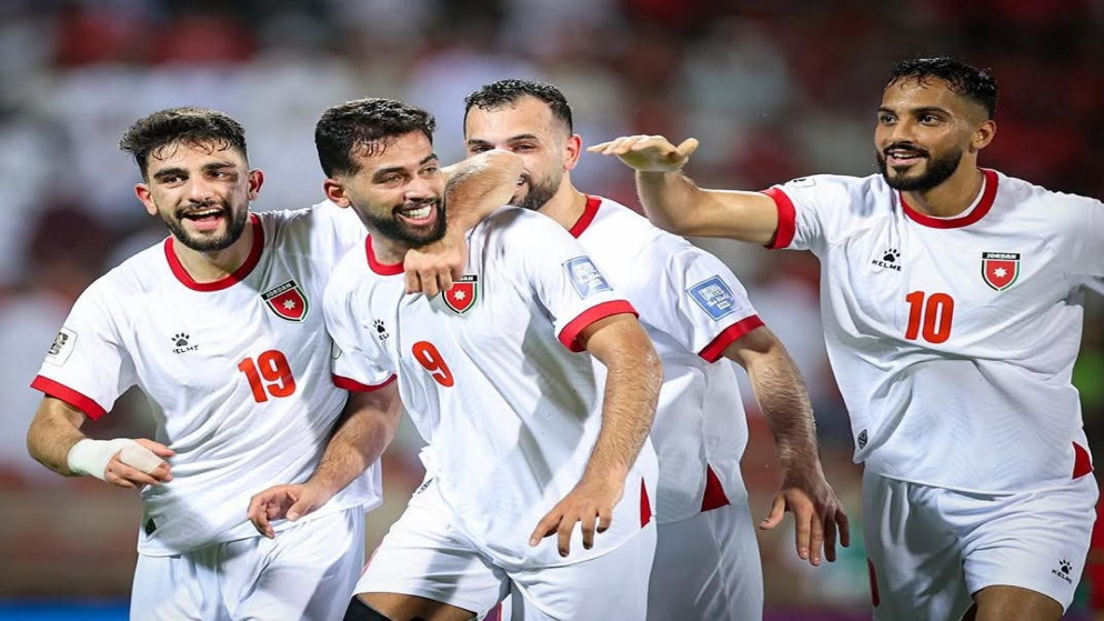 لاعبو المنتخب الوطني لكرة القدم. (الاتحاد الأردني لكرة القدم)