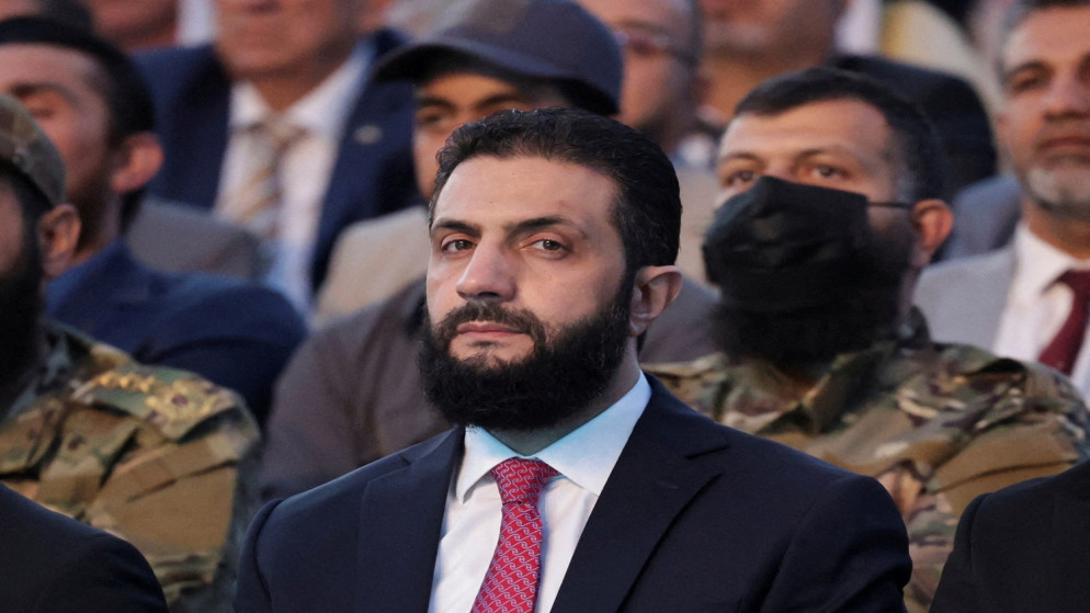 الرئيس السوري أحمد الشرع أثناء حضوره احتفال "حلب مفتاح النصر" بمناسبة تحرير سوريا، في حلب، سوريا، 27 مايو/أيار 2025. (رويترز)