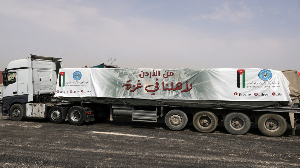قافلة مساعدات برية إلى قطاع غزة. (الهيئة الخيرية الهاشمية)