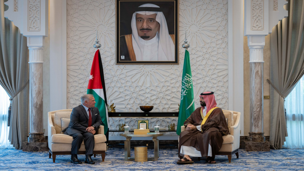 الملك وولي العهد السعودي .(الديوان الملكي الهاشمي)
