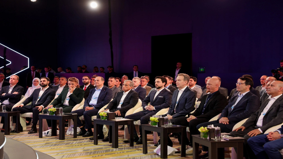 سمو الأمير الحسين بن عبدﷲ الثاني، ولي العهد، خلال إطلاق منتدى المستقبل 2025 في عمّان.