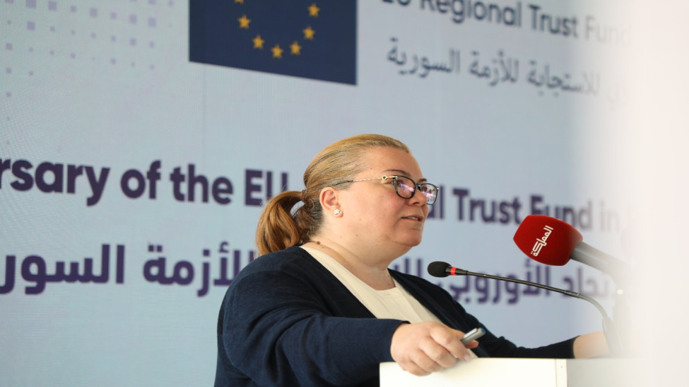وزيرة التخطيط والتعاون الدولي، زينة طوقان خلال فعالية في عمّان بمناسبة مرور 10 سنوات على تأسيس صندوق "مدد". (مفوضية اللاجئين)