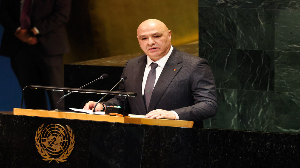 الرئيس اللبناني جوزاف عون يلقي كلمة أمام الجمعية العامة للأمم المتحدة في مقر الأمم المتحدة في مدينة نيويورك في 23 أيلول 2025. (أ ف ب)