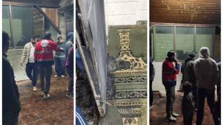 مستوطنون يحرقون مسجدا في قرية دوما جنوبي نابلس