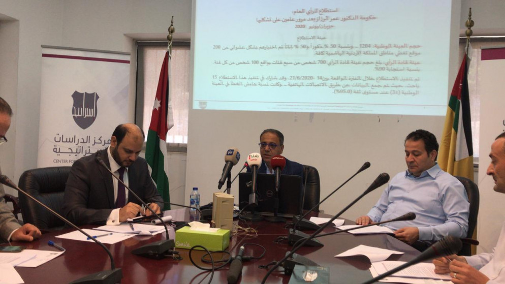 مدير مركز الدراسات الاستراتيجية في الجامعة الأردنية زيد عيادات خلال مؤتمر صحفي.24/6/2020. (المملكة)