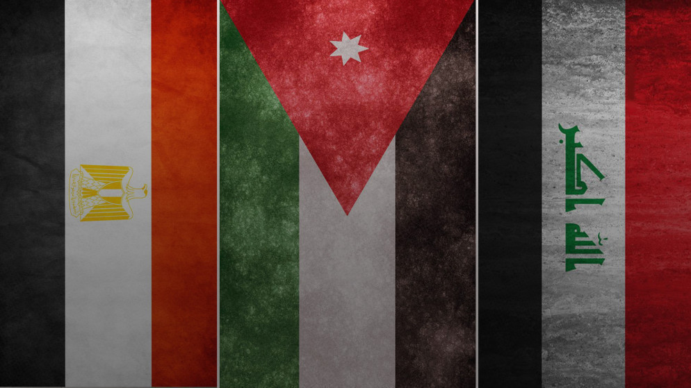 أعلام الأردن ومصر والعراق. (المملكة)