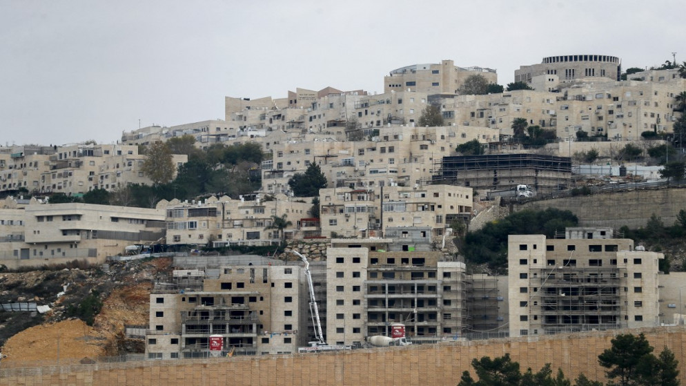 منظر عام لأعمال إنشاء لمستوطنة إسرائيلية في القدس المحتلة. (أ ف ب)