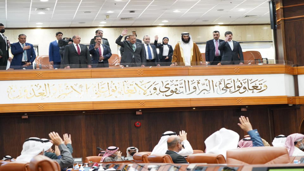 الوفد البرلماني الأردني برئاسة رئيس مجلس النواب عبد الكريم الدغمي خلال زيارتهم البحرين. (مجلس النواب)