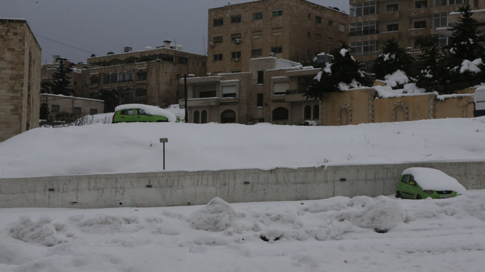 تراكم للثلوج في العاصمة عمّان، 27/1/2022. (صلاح ملكاوي/المملكة)