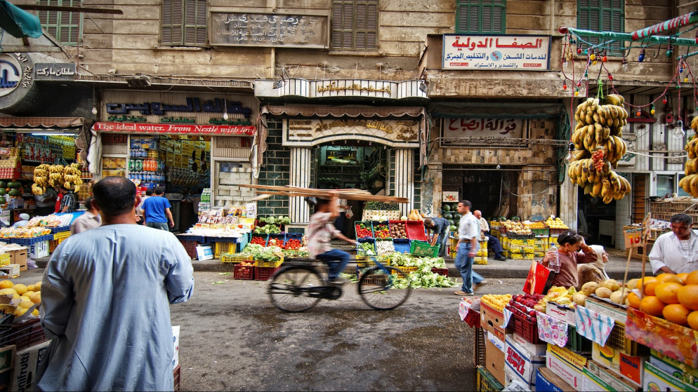 سوق للمواد الغذائية في شارع بالعاصمة المصرية القاهرة. (shutterstock)