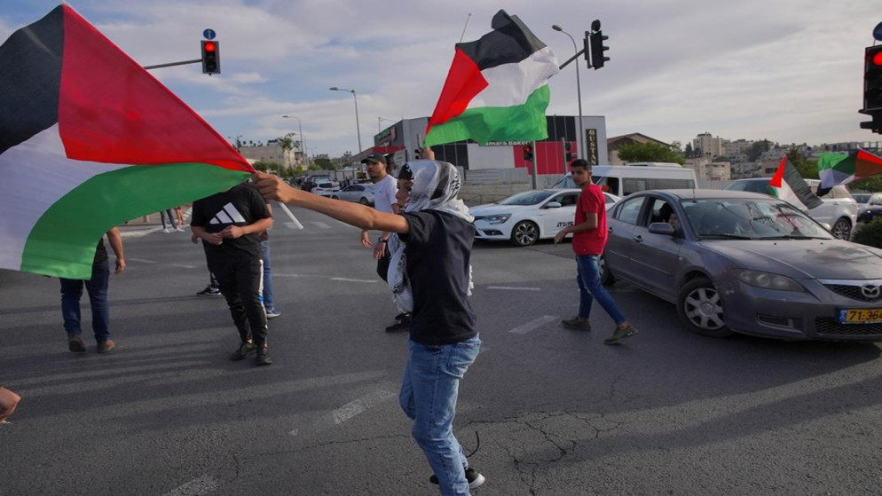 مظاهرة تنديد في بيت حنينا في القدس المحتلة باغتيال الشهيدة شيرين أبو عاقلة، 11 أيار/مايو 2022. (وفا)