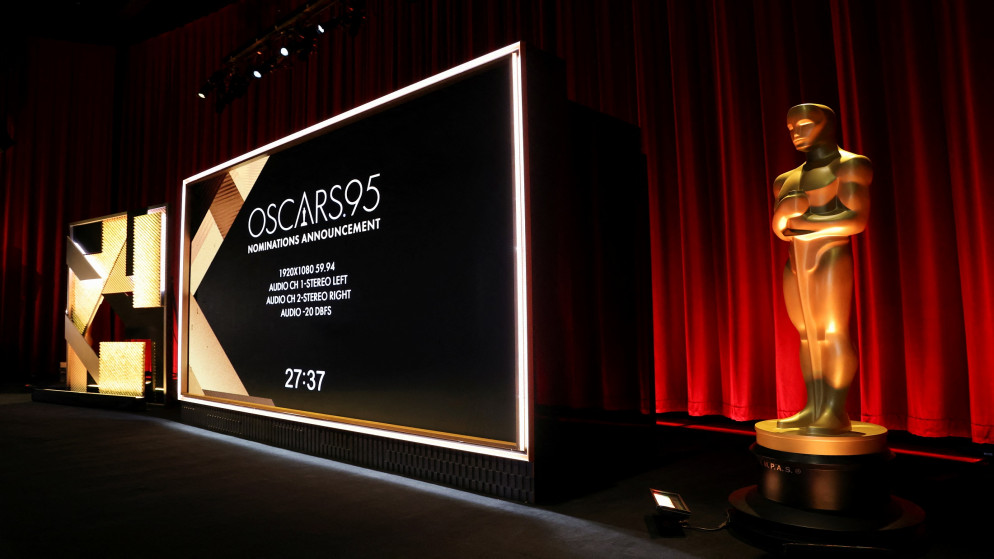 مجسم الأوسكار قبل الإعلان عن الترشيحات الـ 95 لجوائز الأوسكار في بيفرلي هيلز في كاليفورنيا، 24 كانون الثاني/يناير 2023. (رويترز)