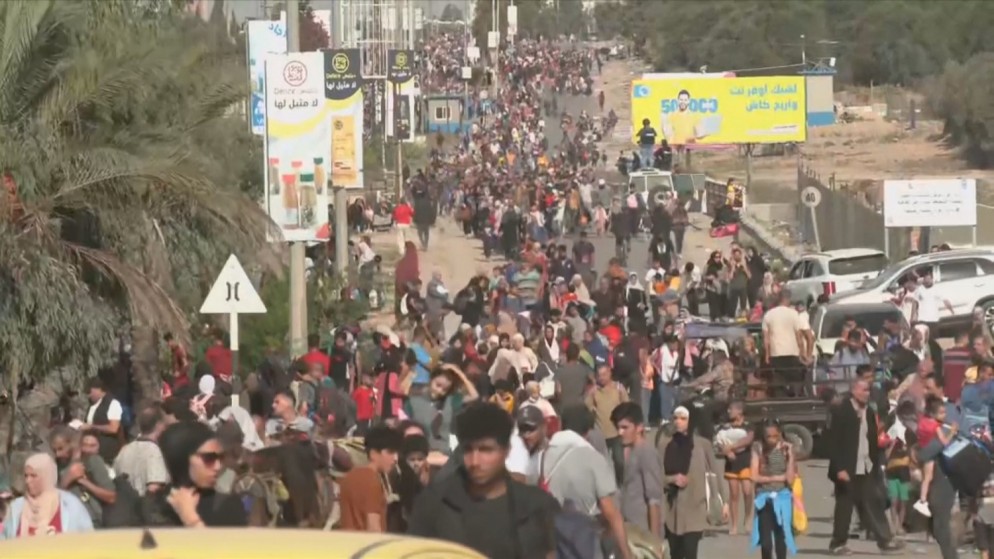 نزوح آلاف الفلسطينيين من شمالي قطاع غزة باتجاه الجنوب.10/11/2023.(المملكة)