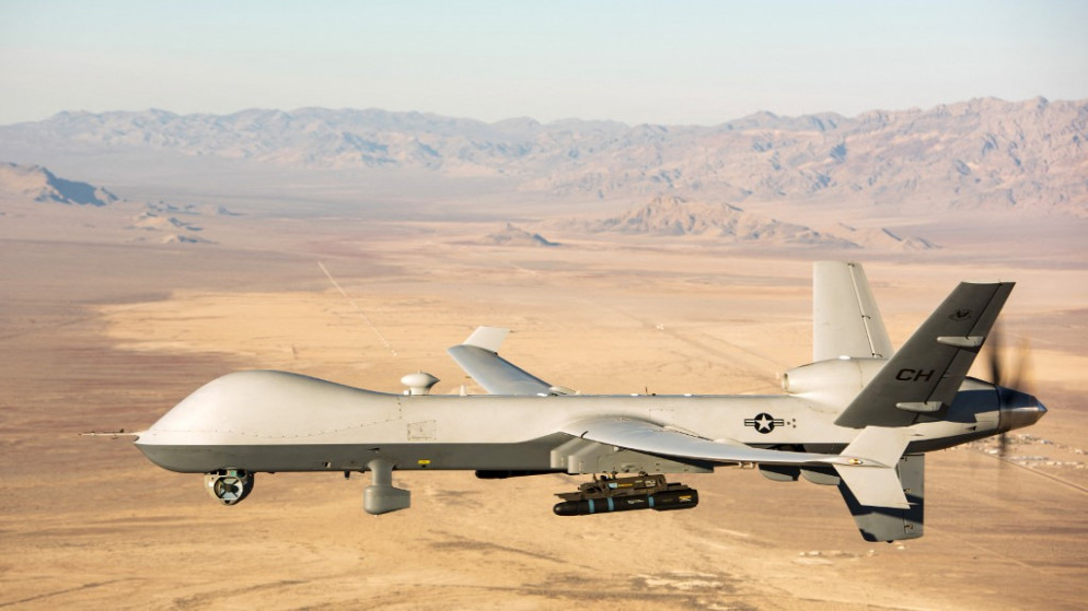 صورة أرشيفية لطائرة مسيّرة أميركية من طراز ريبر MQ-9. (أ ف ب)
