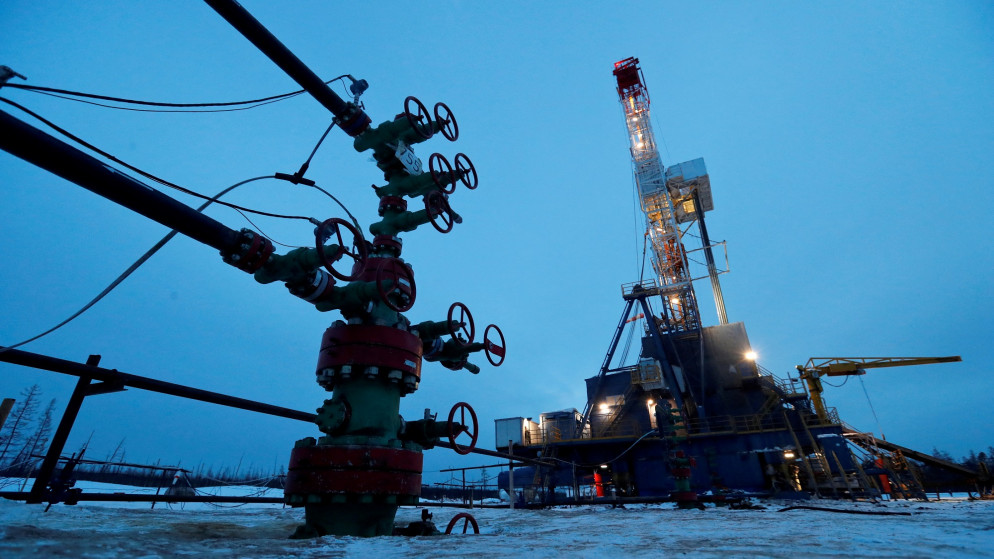 منصة حفر في حقل ياركتا النفطي في منطقة إيركوتسك الروسية، 11 آذار 2019. (رويترز)